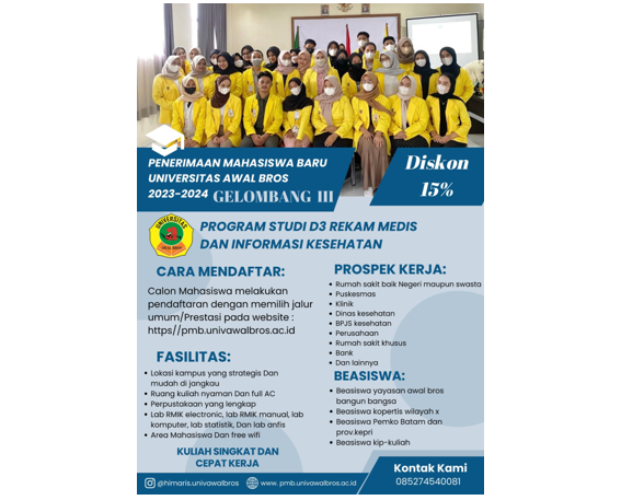 PENERIMAAN MAHASISWA BARU PRODI REKAM MEDIS DAN INFORMASI KESEHATAN TA 2023/2024 GELOMBANG III